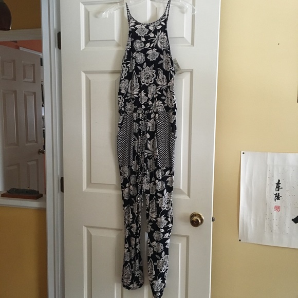 American Eagle mixed pattern drawstring jumpsuit - Picture 1 of 6